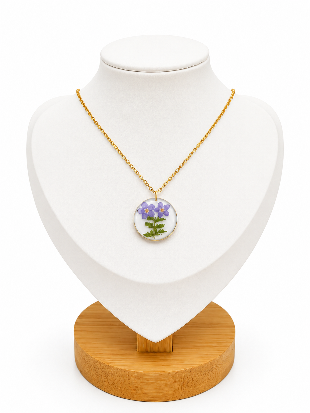 Collana artigianale Non Ti Scordar di Me in resina – Acciaio inossidabile 50 cm