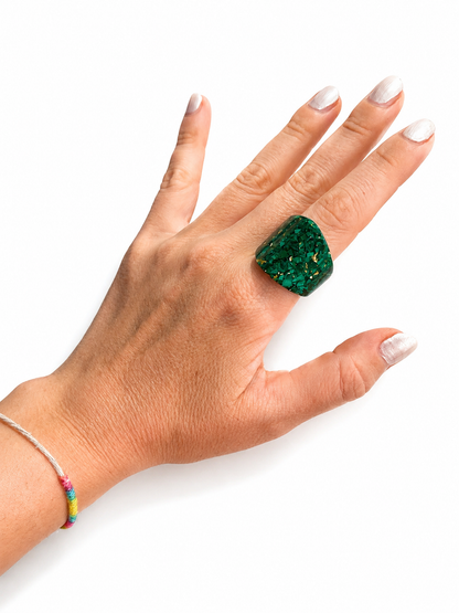 ANELLO PIRAMIDE MALACHITE