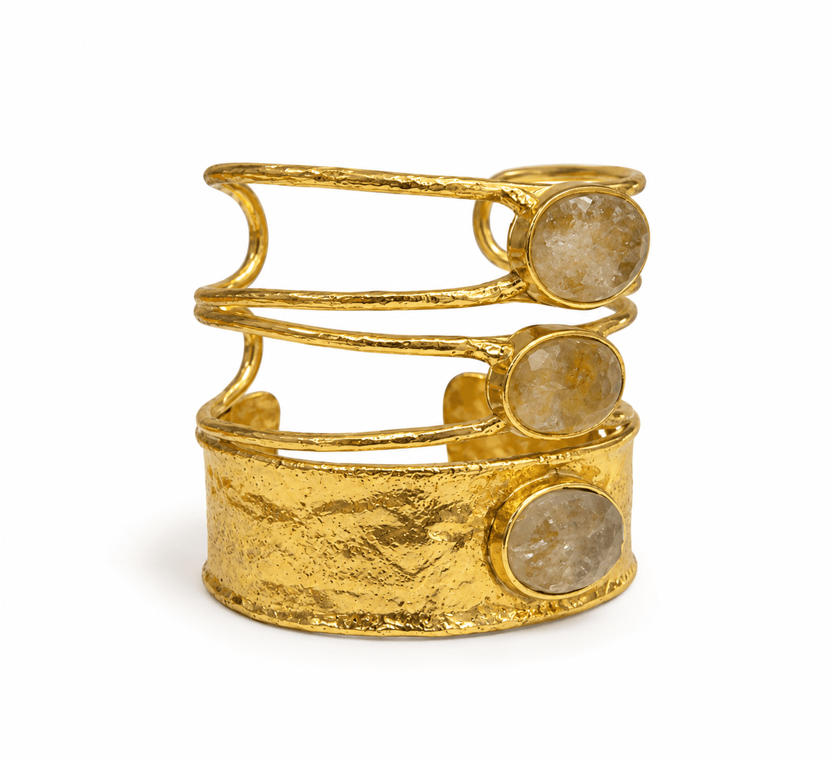 Bracciale KAOS Rigido Dorato con Ametista Verde - ANIMO