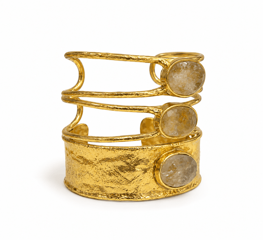 Bracciale KAOS Rigido Dorato con Ametista Verde - ANIMO