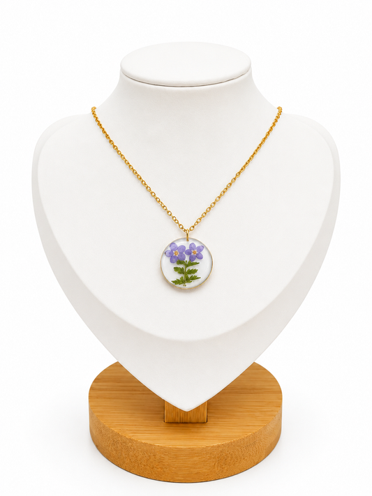 Collana artigianale Non Ti Scordar di Me in resina – Acciaio inossidabile 50 cm