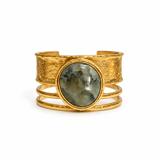 Bracciale Kora in prehnite e ottone dorato - ANIMO