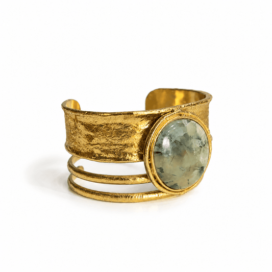 Bracciale Kora in prehnite e ottone dorato - ANIMO