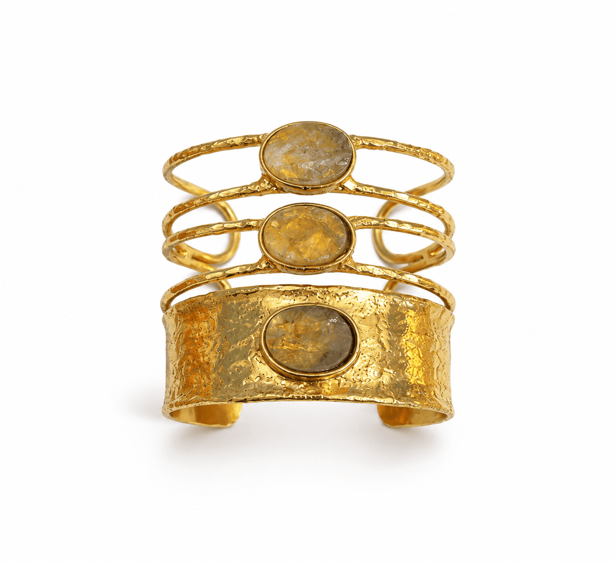 Bracciale KAOS Rigido Dorato con Ametista Verde - ANIMO