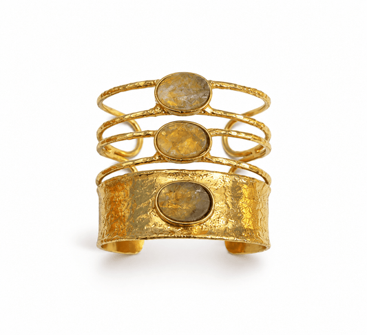 Bracciale KAOS Rigido Dorato con Ametista Verde - ANIMO