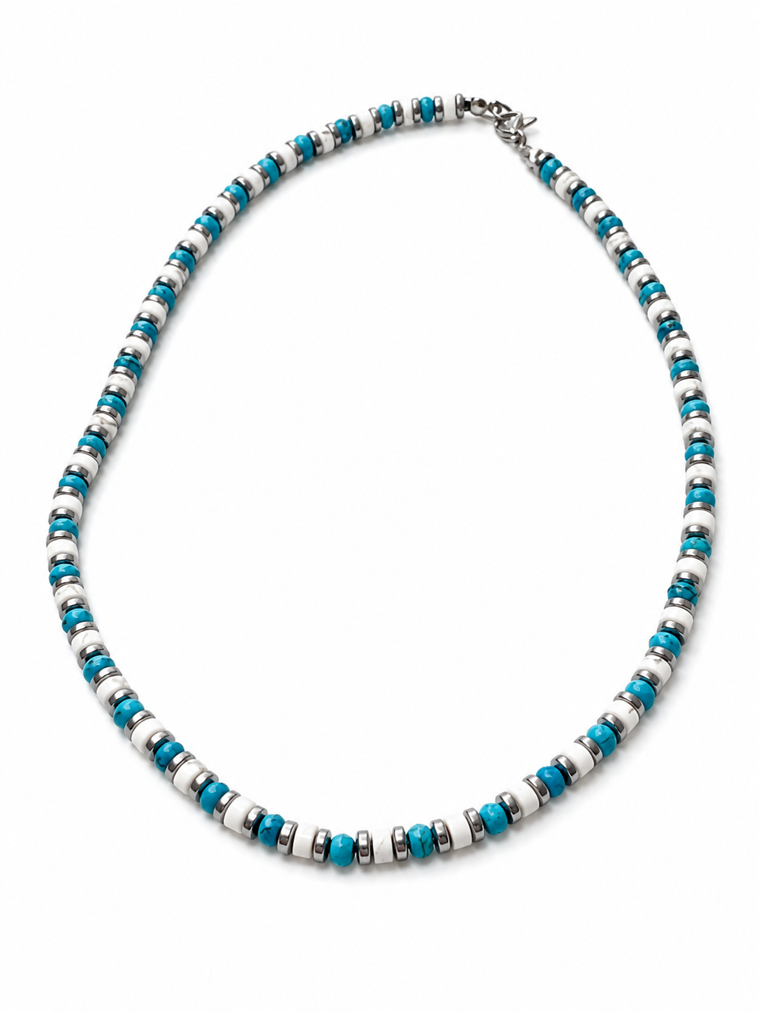 Collana artigianale in Turchese Azzurro, Olite ed Ematite