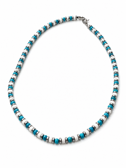 Collana artigianale in Turchese Azzurro, Olite ed Ematite